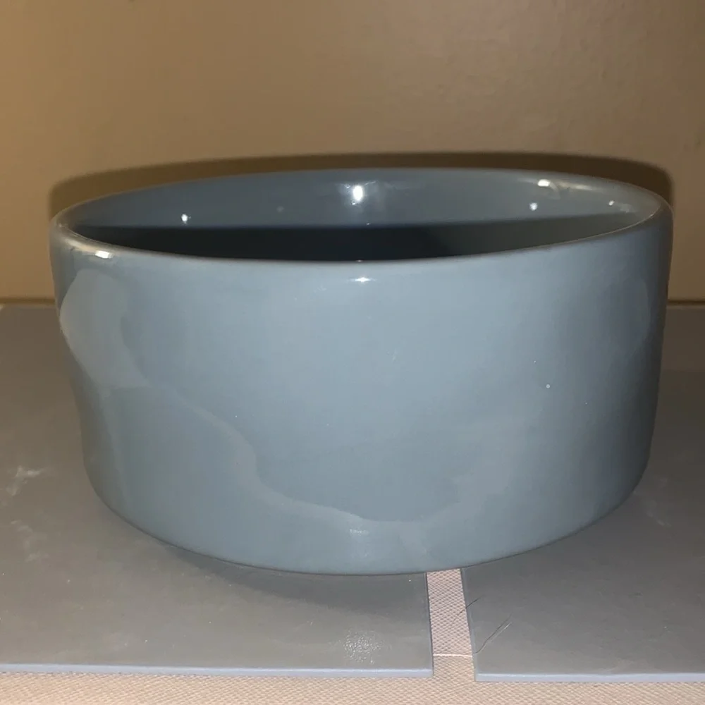 🇺🇸 Set of 2 Gray Ceramic Pet Bowls ( EAT, DRINK) NIB